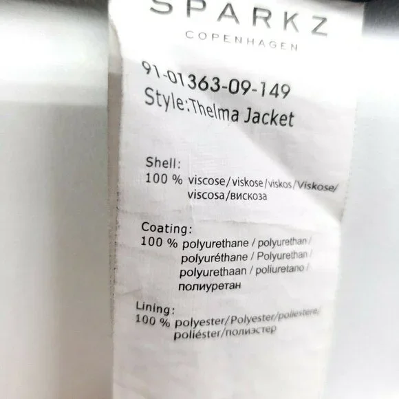 SPARKZ COPENHAGEN Faux Leather Moto Biker Jacket SMALL - Picture 8 of 9